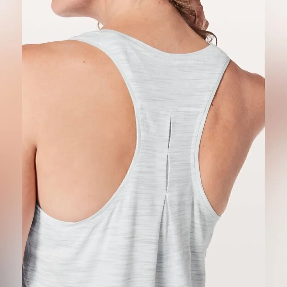Lululemon Love Tank *Pleated 3 Colour Space Dye Ice Grey Alpine White